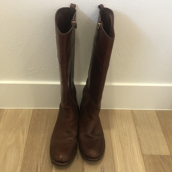 Tory Burch Kiernan Tumbled Leather Riding Boots - Picture 2 of 5